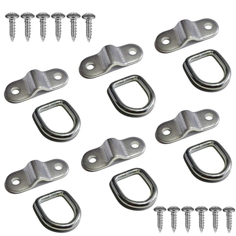LE KAPMOZ D Rings Tie Down Anchors Hooks for Trailer Truck Bed Bracket Enclosed Points Pickup Camper Surface Mount D-Ring 1/4" Heavy Duty 6 Pack w/ 7200 Pound Capacity - Image 1